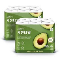 한예지 셰프 키친타올 130매 6롤 2팩 33491