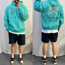 남녀공용 오버핏 썬글냥이 합포 탄탄한 헤비 후드티 3color
