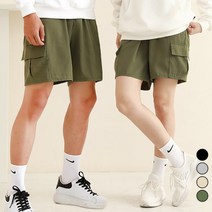 턴키 빅사이즈 (26~44인치 까지) 남녀공용 오버핏 아노락 카고 밴딩 반바지