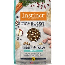 Instinct Raw Boost 강아지 통곡물 리얼 치킨 현미 레시피 동결 건조 생 코팅 건사료, 20-lb bag