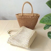 Mode 그물 네트 밀짚 왕골 라탄 토트백