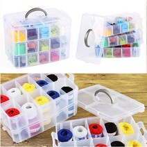 중형 3단 디폼 블럭 소품 재료 칸막이 정리함 비즈 악세사리 장난감 박스 화장품 부자재 함 십자수 실 보관함 정리 통 귀걸이 목걸이 머리끈 팔찌 반지 수납 보관 멀티 손잡이 쥬얼리, 색상, 핑크