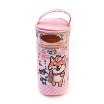 시바이누 손잡이 원형 필통 펜 파우치, B.핑크