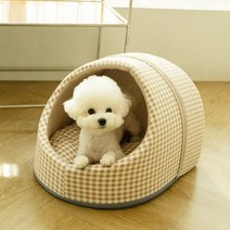왓츄 체크 동그리 반려동물 하우스 숨숨집, 핑크