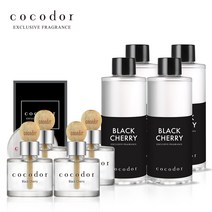 코코도르 차량용 우드볼 디퓨저 50ml X 4개 + 리필액 200ml, 우드볼50ml/블랙체리X4_리필200/동구밖과수원길X4