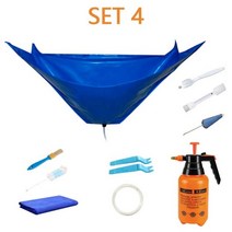 세척 에어컨 셀프 청소 실외기 커버 세트 방수 가방 도구 브러시 필터 스프레이 115cm 이하 먼지 보호 키트, set 4