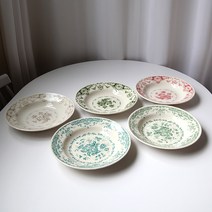 클레이탄 로제타&카밀 딥원형접시 M사이즈 중 꽃무늬 도자기 디저트접시 플레이트 파스타 샐러드, 클레이탄 카밀/민트