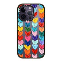 CASETiFY 임팩트 iPhone 14 Pro 케이스 [MIL 규격 준거 (4x MIL-STD-810G)2.5m에서의 낙하 시험 클리어] - Clear Polka Daub Hearts - 글로시 블랙