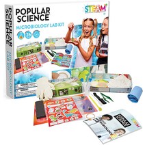 POPULAR SCIENCE 오감 디스커버리 실험실 과학 키트 | 교육 및 재미있는 실험을 위한 STEM 선물 5세에서 1, 03 미생물학 연구실