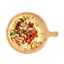 대나무 집성목 원목 손잡이형 플레이팅 도마 원형도마