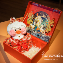 PKTOYS 말 잘하는 귀여운오리인형세트 재수 녹음 크리스마스 여자친구 선물 추천, 기모노 + 선물 상자, 흰색 오리 30cm [녹취록]