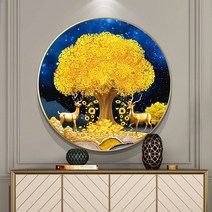 큐빅 DIY 비즈 돈나무 금전수 풍수 인테리어 보석 십자수 재료 그림, 50x50cm