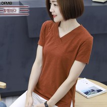 DFMEI 브이넥 반팔 티셔츠 상의 레깅스