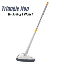 360 ° 회전식 청소 걸레 재사용 가능한 삼각형 걸레 긴 손잡이 자동 짜기 걸레 스핀 걸레 습식 건식 스크러버 브러시 385ea3, 01 White x 1 Cloth