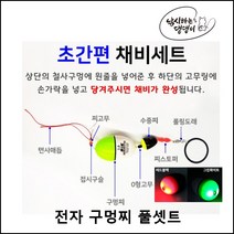 [낚댕] 전자 구멍찌 풀 셋트 감성돔 벵에돔 바다 찌 낚시 묶음 채비 초보 입문용, 검정/빨강 3B