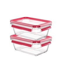 테팔 마스터씰 뉴 글라스 밀폐용기, 2개, 직사각 850ml