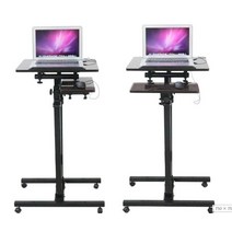 도서검색대 PC랙 거치대 입식 리프트 이동식 검색대, E. 블랙 월너트