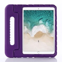 아이패드 7세대 / 아이패드 8세대 10.2인치 아이패드 에어 3 세대 10.5인치 키즈 케이스 충격 방지 에바 케이스 범퍼 커버 핸들 스탠드 컨버터블 핸들 경량 보호 커버, 보라색
