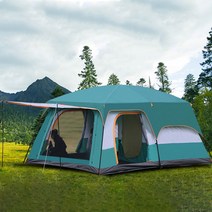 캠핑 텐트 리빙쉘 터널형 4-6 8-12인용 대형 거실형 방수 투룸 2룸 가족, 브라운색
