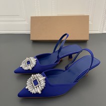 크리스탈 보석 뮬 샌들 슬링백 여성 구두 키튼힐 High heel sandals 6G863
