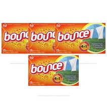 바운스 패브릭 소프트너 건조기시트 15장 Bounce Fabric Softener Dryer Sheets Outdoor Fresh Scent, 4팩
