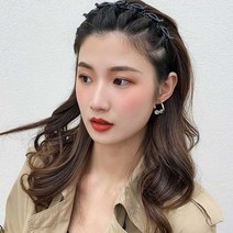 톡톡창고 칼라 큐빅 꼬임 머리띠 앞머리고정 볼륨 제니 벼머리화관머리띠