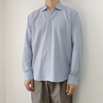 남자 오버핏 여름 폴리 반 오픈카라셔츠 베이지 갈색 하늘색 소라색 검정