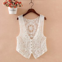 펀칭 니트 민소매 가디건 조끼 봄여름 여성 캐주얼