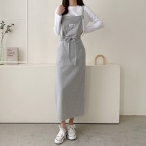 르엠마 그렛던 국내제작 뷔스티에 멜빵원피스 오버핏 루즈핏 니트원피스