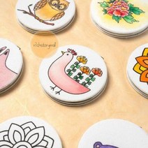 손거울 패브릭 원형손거울제작 DIY 휴대용, 단청 손거울