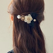 키메라제이 자개꽃 블랙리본 자동 헤어핀