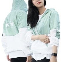 남녀공용 투톤 경량 바람막이 후드 집업 점퍼