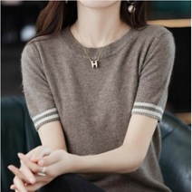 [이꾸띠] 레쥐리 여름 2040 여성 라운드넥 무지 신축성 약간 있음 편안한 스타일 3컬러 반팔 티셔츠
