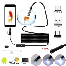 내시경카메라 55mm 미니 내시경 카메라 유형 C USB 검사 유연한 IP67 방수 6l, 08 이탈리아, 03 3.5m, 01 Hard Line