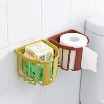 6색 벽안뚫고 붙이는 홀더 벽걸이 접착식 무타공 휴지걸이 공중부양홀더 두루마리 걸이 휴지 홀더 거치 수납 욕실용품 선반 DJ 30521614, 블루+그레이