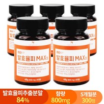 발효율피 맥스 정 84% 고함량 800mg 60정 엘라그산, 5개(5개월분), 5개