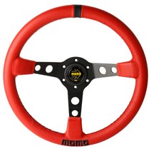 Momo 스타일 레드 정품 가죽 레이싱 스포츠 스티어링 휠 용 14inch350mm, 검은색
