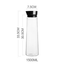 스테인글라스 교회창문필름 유리썬팅지 스테인레스 스틸 뚜껑이 있는 고 붕규산염 유리 물병 냉수 주전자 투수 끓는 물 주스, 2.15L