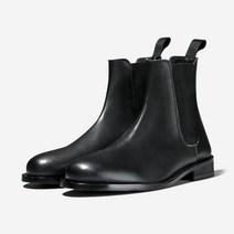 커스텀에이드 남성 앵클부츠 4cm 비브람 소가죽 첼시부츠 라피트 - BLACK