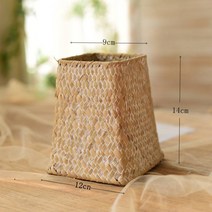 천연해초 뜨개 꽃바구니 라탄암체어 죽편 화기 말린꽃 라탄인테리어, C01-미드, T01-갈기 14cm