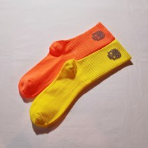 훼미리샵 형광 해골양말 여자 골프양말 [2컬러1세트] 형광오렌지 형광노랑