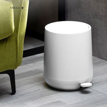 거실 인테리어 7L 페달형 휴지통 쓰레기통, 페달형_휴지통_원형_화이트(MD)