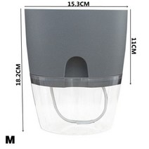 급수 재배자 수제 2 층 자체 관수 식물 꽃 냄비 물 컨테이너 라운드 화분 홈 정원 장식 푸, 15.3x18.2cm