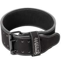 Iron Bull Strength Powerlifting 벨트 - 10mm 더블 프롱 너비 10.2cm(4인치) 극한의 웨이트 리프팅 벨트를 위한 튼튼함 (올 블랙 라지), Large