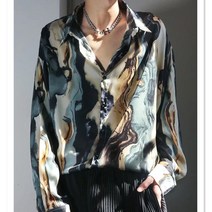 빈티지 고급 남자 남성 트렌디한 예쁜 유니크한 화려한 캐주얼 실크 셔츠 남방