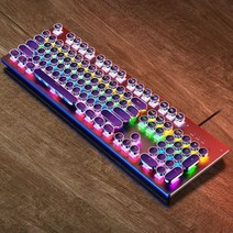 게이밍 기계식 키보드 기계식 키보드 패널 원형사각형 레트로 타자기 키 캡 백라이트 유선 블랙블루브라운 스위치 pc 노트북 용 게임용 키보드, 갈색 스위치, 라운드 블랙