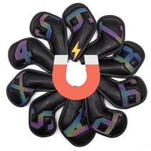 아이언커버 10P 자석타입 홀로그램 블랙 가죽 골프 _ 2023978EA, 본상품선택