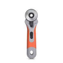 원단재단기 고무 시트지 종이 천 핸드 커터 커팅기 가죽 절단 도구 45mm 로터리 원형, 주황색