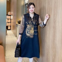 4XL 플러스 사이즈 빅사이즈 여성 2023 고급 외국 스타일 다이아몬드 느슨하고 얇은 드레스