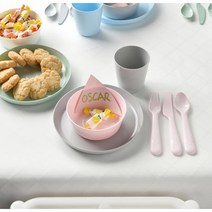 이케아 칼라스 식기 세트 캠핑용 여행용 어린이 유아 아동 식기 어린이 단체선물 시리얼 그릇 컵, 컵 6세트